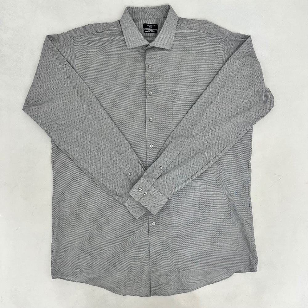 Shaquille O'Neal Mens Size XL Button-Up Shirt Gray Tall Fit Cooling‎ Stretch